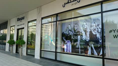 Kerastase-Cosmetic-Hair-Care-Line-Outside-Window-Store-Day-Time-View-in-Dubai-City-Walk-Area