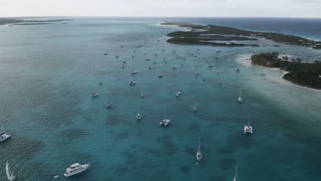 Bahamas-Drone-View-Above-Breathtaking-Boat-Harbor-Marina,-Aerial