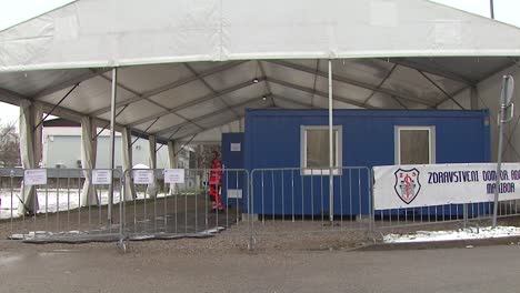 -Entrance-of-emergency-triage-tent-in-Maribor,-Slovenia