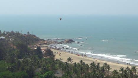 a-topography-shot-of-Vagator-beach-and-the-Arabian-Sea,-Goa-India