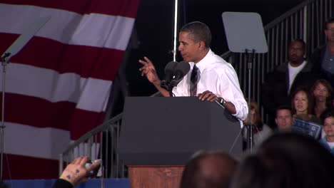 Barack-Obama-addresses-a-crowd-of-voters-at-Orr-Middle-School-during-his-Moving-America-Forward-campaign,-Mid-shot