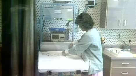 Enfermera-Revisando-La-Máquina-Calentadora-Radiante-Infantil-De-1980