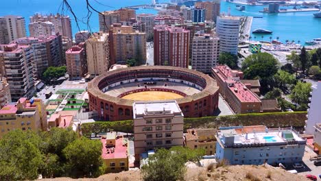 4K-view-of-the-Malaga-Bull-Ring-in-Andalusia,-Spain