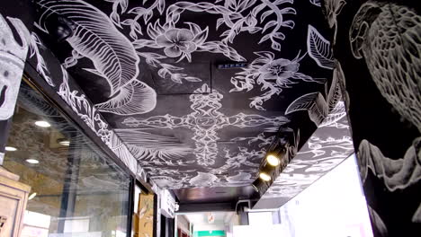 A-ceiling-wall-with-black-and-white-colour-of-a-murals