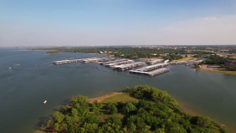 Editorial-Aerial-video-of-Eagle-Point-Marina-on-Lake-Lewisville-in-Lewisville-Texas