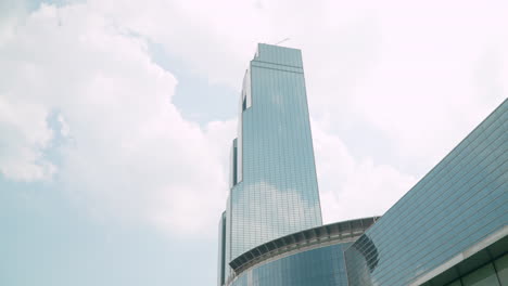 Contemporary-Exterior-Of-High-rise-COEX-Trade-Tower-In-Gangnam,-Seoul,-South-Korea