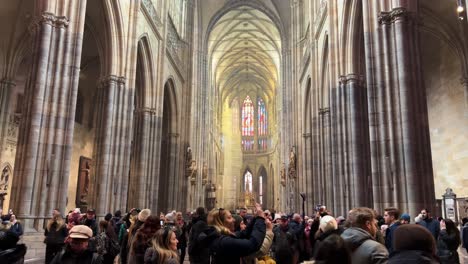 Inside-cathedral-in-Prague,-Czech-Republic