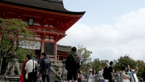 Tourists-Standing-Around-Stairs-Leading-To-Niomon-Gate-At-Kiyomizu-Dera-In-Kyoto