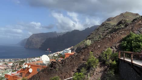 Los-Gigantes-view-from-above-during-the-day,-Tenerife-in-Spain-4K-30-fps