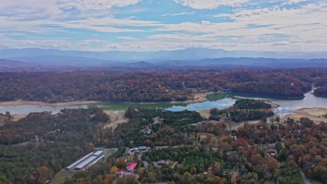 Scenic-Drone-Clip-of-Fall-Colors-and-Blue-Ridge-Mountains