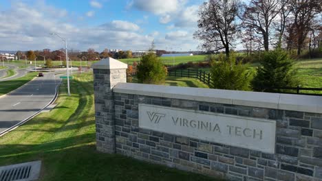 Virginia-Tech-welcome-to-campus-sign-on-autumn-day