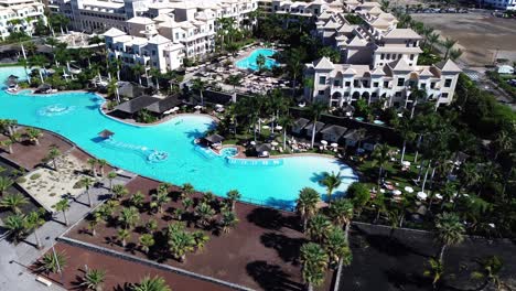 Hotel-in-Tenerife,-Costa-Adeje,-Barcelo-Santiago-in-Canary-Islands,-Spain-drop-down-view