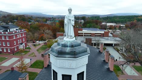 George-Washington-statue-atop-Washington-Hall-at-Washington-and-Lee-University-in-Lexington-Virginia-on-autumn-day