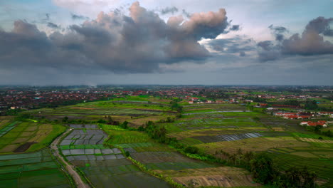 Mesmerizing-grey-cloud-hyperlapse-display-over-the-rice-fields-of-Bali