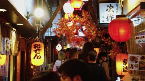 Omoide-Yokocho-also-Known-as-"Piss-Ally",-Slow-Motion-Shot-of-Yakitori-and-Drinking-Bars