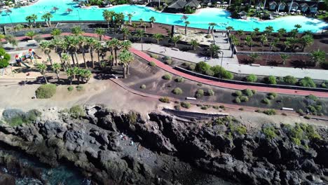 Coastline-of-Tenerife-and-expensive-high-end-hotel-at-Costa-Adeje-Canary-Islands-Spain