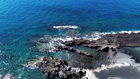 Natural-swimming-pool-aerial,-Los-Gigantes,-Tenerife-Canary-Island-in-Spain