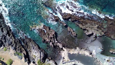 Costa-Adeje,-Tenerife-south-in-Canary-Islands,-Spain-Aerial-drop-down-view