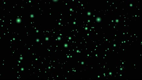 Partikellicht-Glühkugeln,-Die-Sich-Durch-Den-Weltraum-Bewegen,-Universum,-Animation,-Bewegungsgrafik,-Visueller-Effekt,-3D-Hintergrund,-Nahtlose-Schleife,-4K,-Schwarz,-Blaugrün