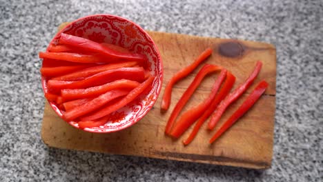 Red-Bell-Pepper-Cut-Into-Strips.-Topdown-Shot