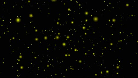 Partikellicht-Glühkugeln,-Die-Sich-Durch-Den-Weltraum-Bewegen,-Universum,-Animation,-Bewegungsgrafik,-Visueller-Effekt,-3D-Hintergrund,-Nahtlose-Schleife,-4k,-Schwarz,-Gelb