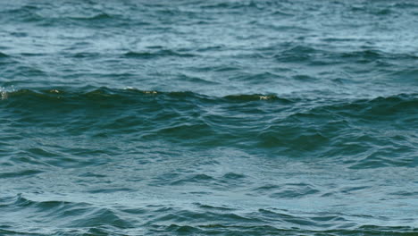 Nahaufnahme-Der-Wellenbewegung-Im-Ozean,-Die-Zum-Strand-Kracht