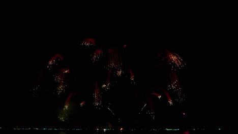 Pyrotechnic-display-entertaining-the-spectators-during-the-Pattaya-international-Fireworks-Festival-2023,-located-in-Chonburi-province,-in-Thailand