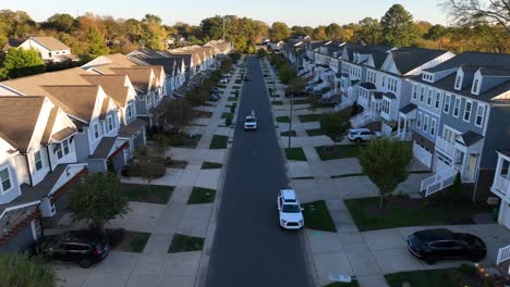 Symmetrical-townhouses-line-a-quiet-suburban-street