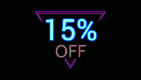 Neon-light-Discount-15%-percent-off-in-triangle-modern-frame-border-animation-motion-graphics-on-black-background