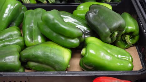 Lots-of-Green-Peppers-on-Market-Closeup