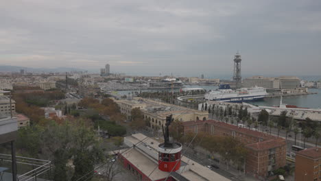 Barcelona's-Rambla-and-Columbus-Monument-from-Above-funicular-to-Montjuic