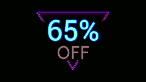 Neon-light-Discount-65%-percent-off-in-triangle-modern-frame-border-animation-motion-graphics-on-black-background