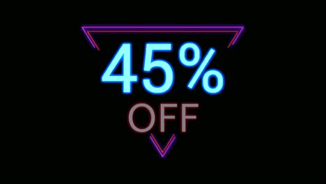 Neon-light-Discount-45%-percent-off-in-triangle-modern-frame-border-animation-motion-graphics-on-black-background