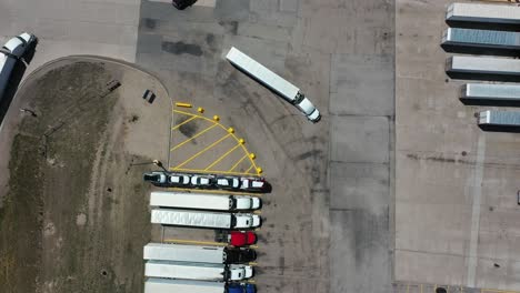 Aerial-View-of-Semi-Trucks-at-a-Truck-Stop