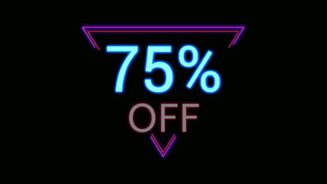 Neon-light-Discount-75%-percent-off-in-triangle-modern-frame-border-animation-motion-graphics-on-black-background