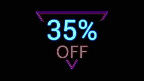 Neon-light-Discount-15%-percent-off-in-triangle-modern-frame-border-animation-motion-graphics-on-black-background