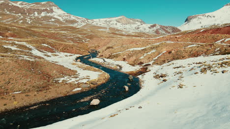 Ein-Malerischer-Fluss-Mit-Kristallklarem-Wasser-Im-Tal-Von-Las-Leñas,-Mendoza,-Lädt-Zur-Ruhe-Inmitten-Atemberaubender-Andenlandschaften-Ein