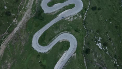 Winding-road-top-shot-filmed-with-drone,-aerials