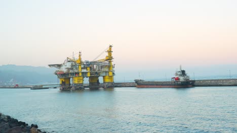 Oil-drilling-platform-in-Canary-Islands-on-Atlantic-Ocean,-Tenerife,-Spain