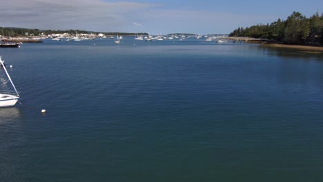 Drone-hovering-over-the-Southwest-Harbor-in-Maine