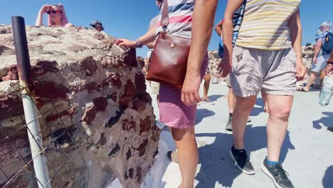 Oia-Santorini-Greece-Island-Travel-Tourist-Immersive-Walk,-Europe,-4K-|-Greek,-Aegean,-Sea,-Cliffside,-Ocean,-City,-Vacation,-Shopping,-White,-Marble,-Crowd,-Flowers,-Traveler,-People,-Castle,-Busy