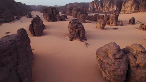 Rock-Formations-At-Tassili-N'Ajjer-National-Park-In-Algeria---Drone-Shot