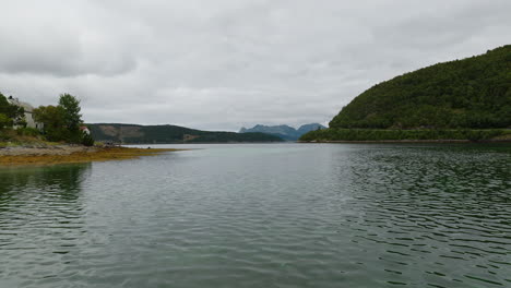 Ripple-Over-Calm-Stream-Near-Oppeid-Village-In-Hamaroy,-Nordland-County,-Norway