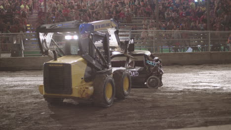 Demolition-Derby-Car-being-moved-by-by-Fork-lift
