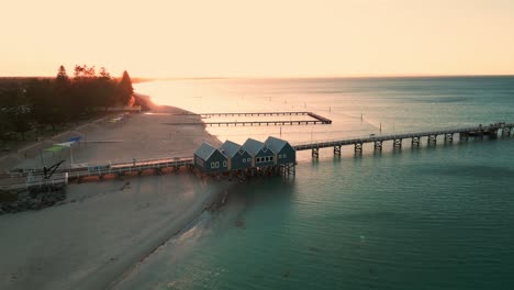 drone-shot-over-Busselton-in-Western-Australia-and-the-longuest-Jetty-in-the-southern-hemisphere-at-sunset