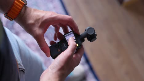 Setting-DJI-Osmo-Pocket-3-stabilized-handheld-mobile-camera