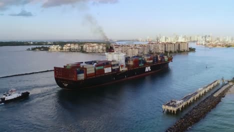 Cargo-Ship---Drone-Aerial---Miami,-Florida