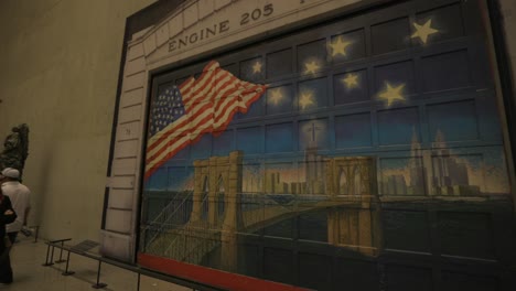 Firefighters-memorial-mural-at-national-headquarters-September-11th-Memorial-and-Museum,-New-York
