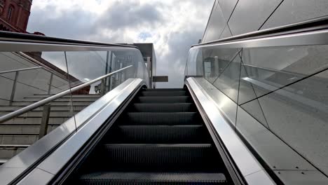 POV-Going-Up-Escalator-At-U-Rotes-Rathaus-Subway-Station-In-Berlin