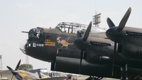 Avro-Lancaster-On-Display-at-Airshow-With-Spitfire-in-Background